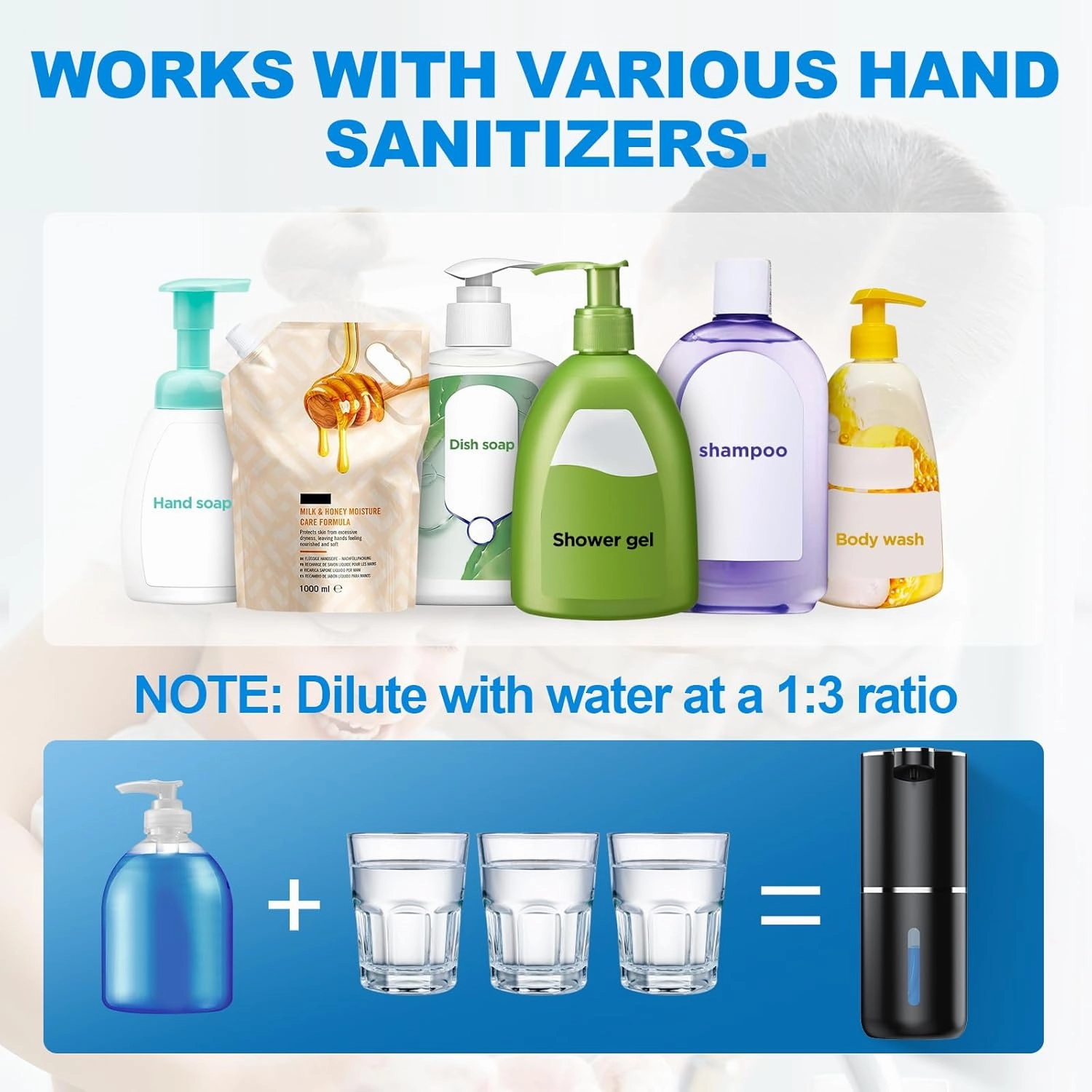Automatic Foaming Soap Dispenser Foaming Hand Sanitizer Touchless Soap Dispenser Rechargeable with Sensor for Bathroom Kitchen 13.5oz/380ml