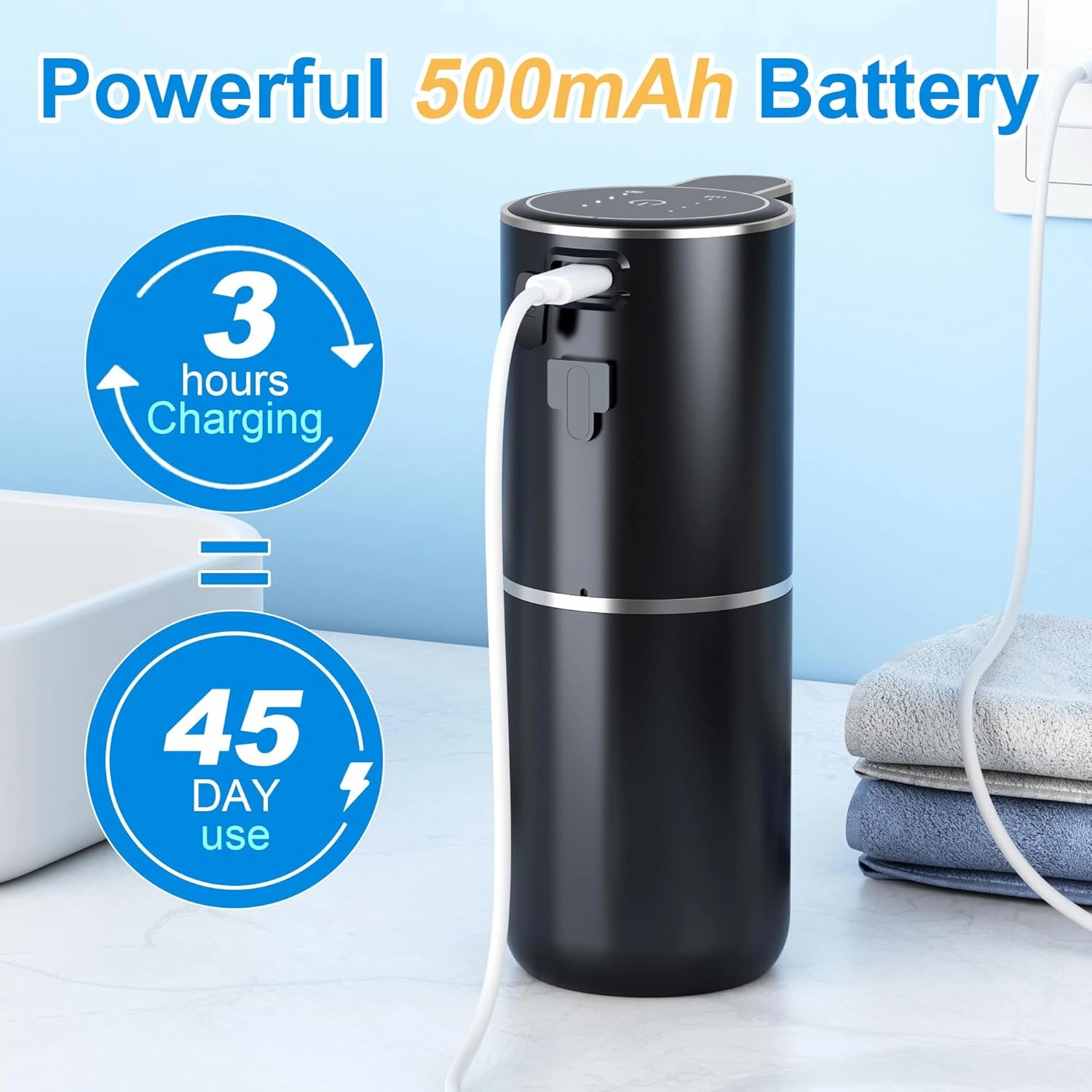 Automatic Foaming Soap Dispenser Foaming Hand Sanitizer Touchless Soap Dispenser Rechargeable with Sensor for Bathroom Kitchen 13.5oz/380ml