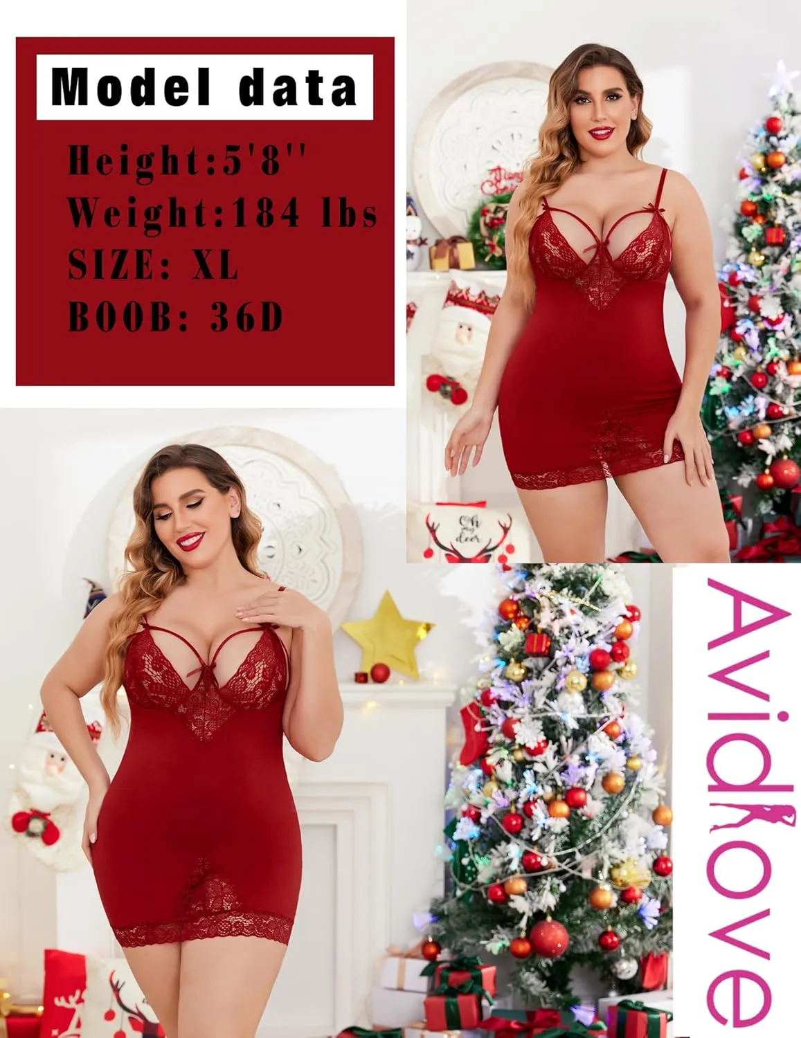 Avidllove Women Chemises Lingerie Lace Babydoll lingerie Sexy Teddy V Neck Sleepwear