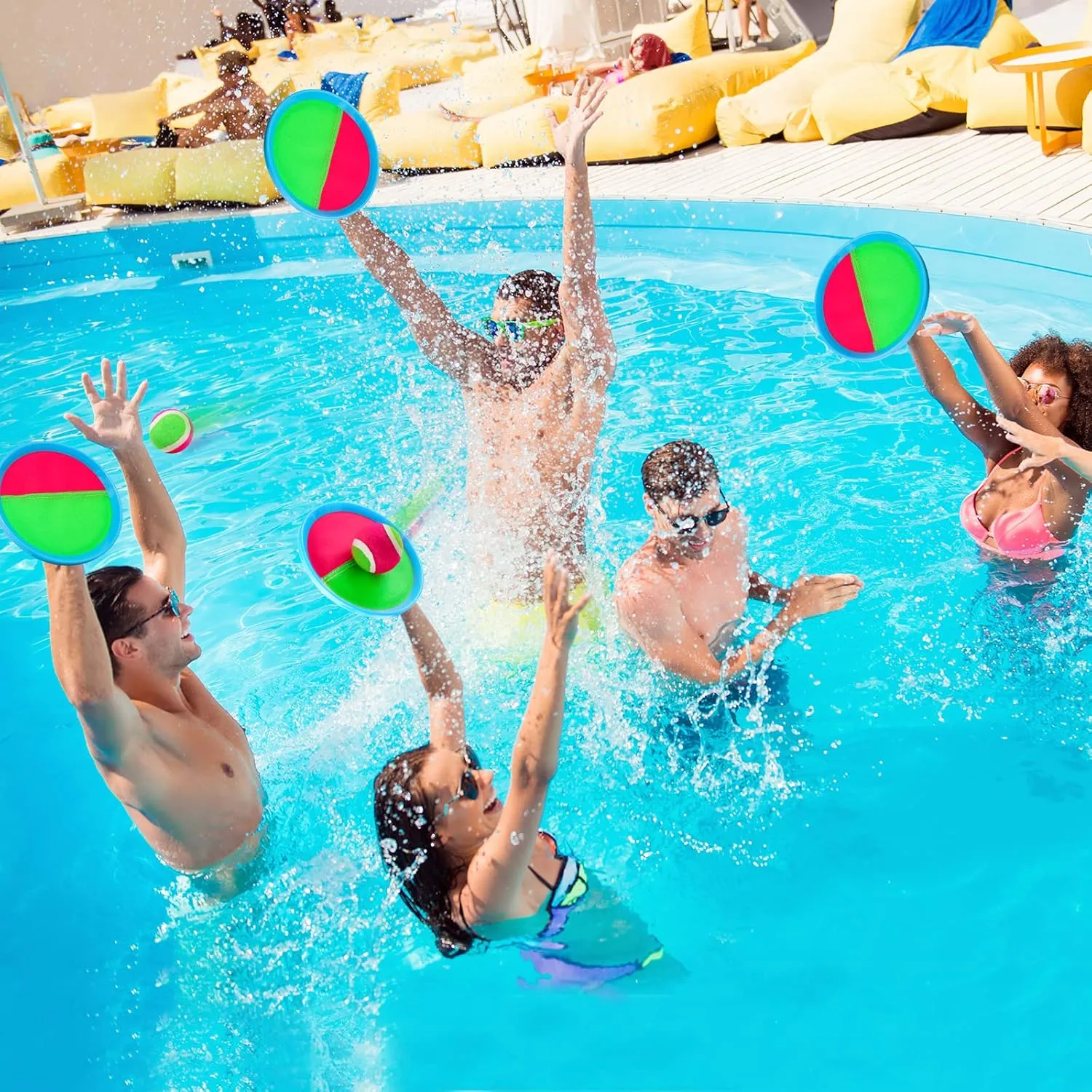 Ayeboovi Toss and Catch Ball Set with 8 Paddles 4 Balls Outdoor Beach Pool Toys for 3 4 5 6 7 8 Year Old Boys Girls Birthday Gift Outside Camping Lawn Yard Games for Kids and Family