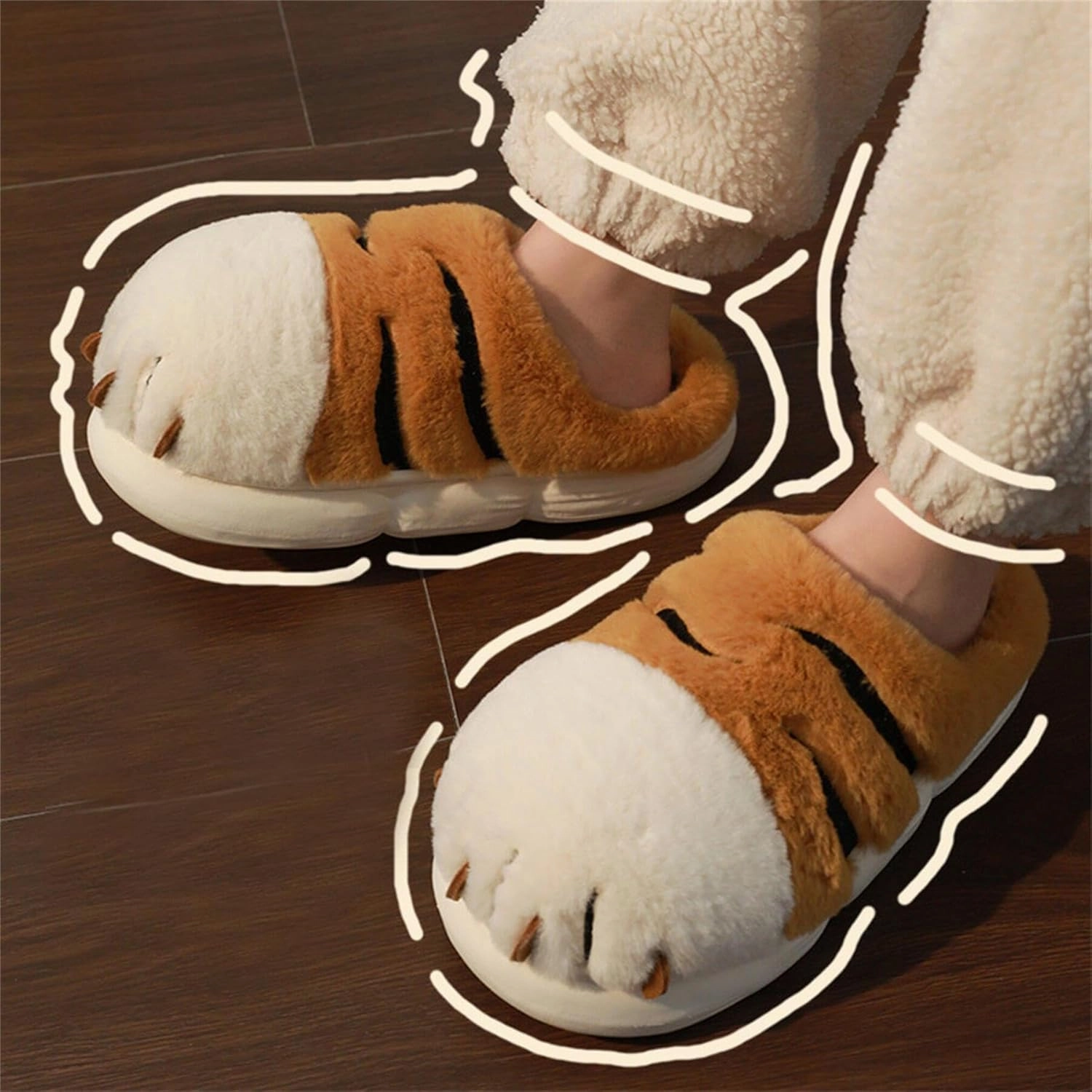 AZCHEN Women's Pig & Cow Plush Winter Animal Slippers
