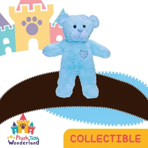 Baby Blue Patches Bear 16 inch Soft Plush Teddy – Cozy Patchwork Stuffed Animal for Babies, Toddlers & Kids, Ideal Cuddle Buddy