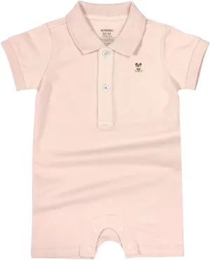Baby Polo Romper Cotton Short Sleeve Embroidery Bear Jumpsuit 3-24 Months