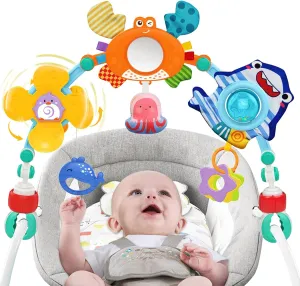 Baby Stroller Arch Toy - Car Seat Toys for 0-6 6-12 18 24 Months Babies Newborns Infants Crib Bouncer Bassinet Carseat Toy 1 2 3 4 5 6 7 8 9 10 11 12 Old Adjustable Travel Toys Birthday Gift