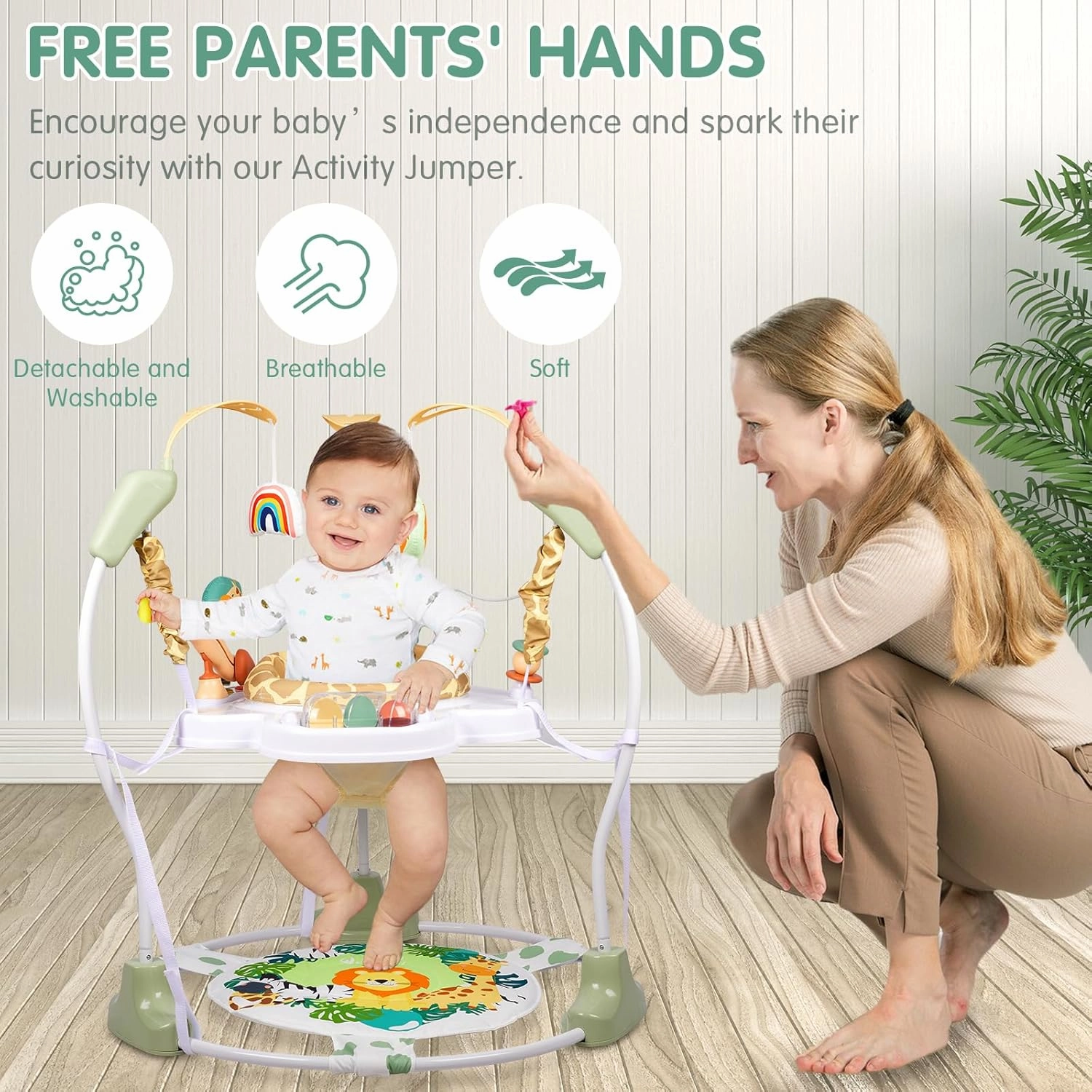 Baby Activity Center, 3-in-1 Baby Jumper, Infant Activity Center with 360° Rotating Seat, Music, Lights, 3 Adjustable Heights, Infant Activity Jumper for 6  Months JP2403