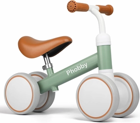 Baby Balance Bike for 1 2 3 Years Old Boys Girls, 4 Wheels Toddler Bike with Adjustable Seat, 12-36 Months Kids First Birthday Toy Gift