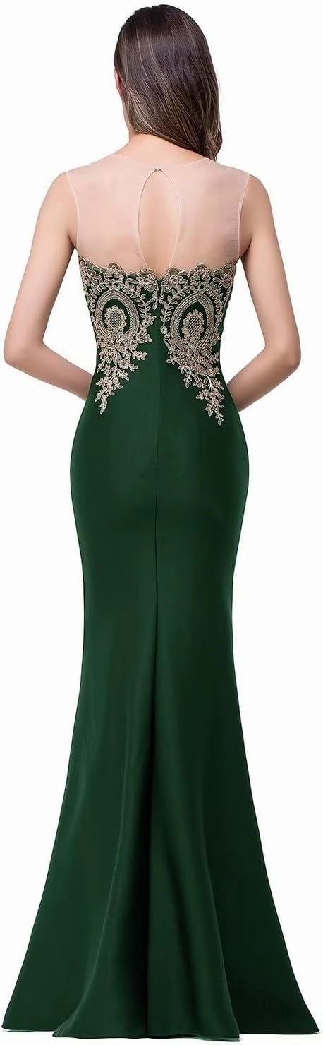 Babyonline® Women's Lace Applique Long Formal Mermaid Evening Prom Dresses