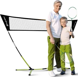 Badminton Net, Portable & Instant Setup (Tool Free Assembly) - Backyard Fun, Beach Park Picnic Outdoor Games, Green, 5.1 x 7.8Ft