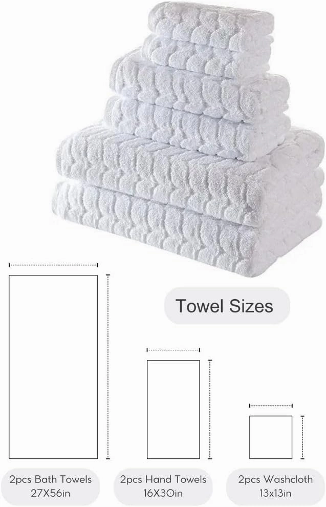 BAGNO MILANO Turkish Bath Towels, Soft Plush Jacquard Luxury Bath Towels, Quick Dry Towel Set (Cream, 6 pcs Towel Set)