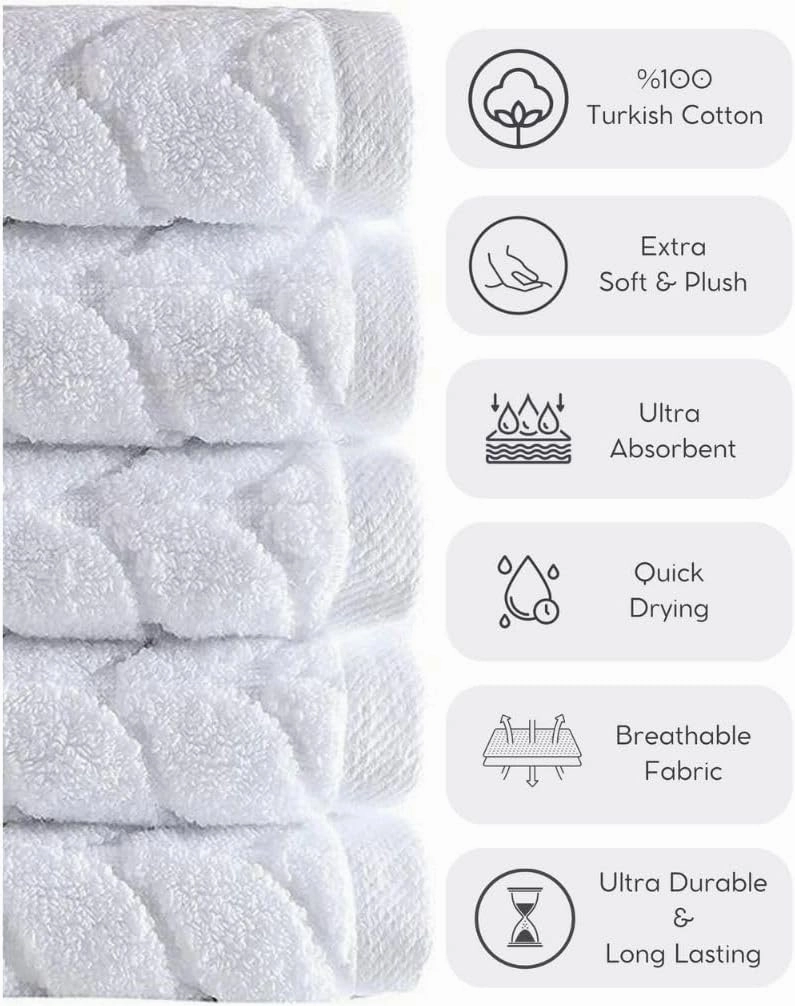 BAGNO MILANO Turkish Bath Towels, Soft Plush Jacquard Luxury Bath Towels, Quick Dry Towel Set (Cream, 6 pcs Towel Set)