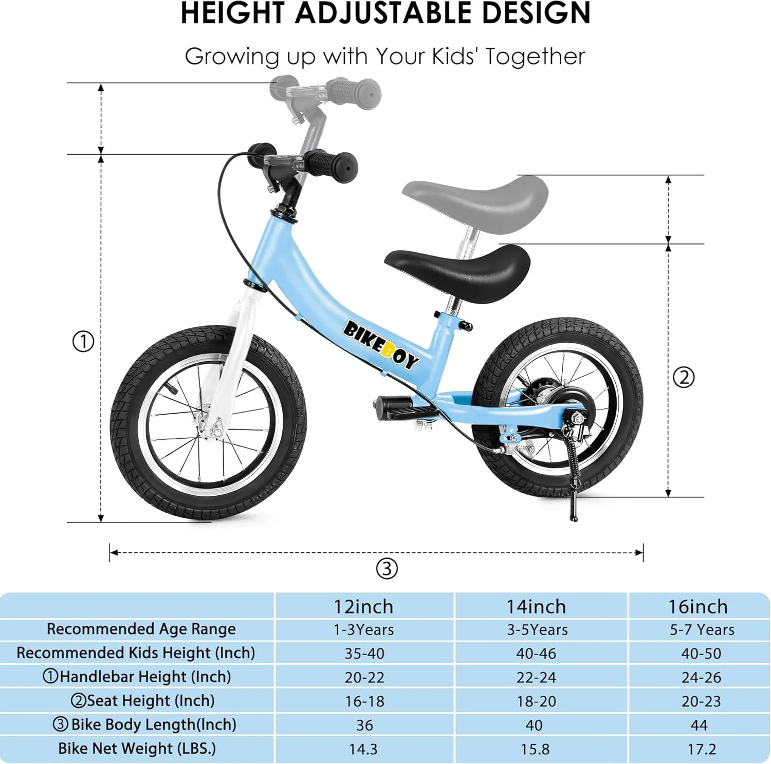 Balance Bike 2 in 1,The Dual Use of a Kids Balance Bike and Toddler Bike, for 2 3 4 5 6 7 Years Old -12 14 16 Inches with Training Theory, Brake, Pedal
