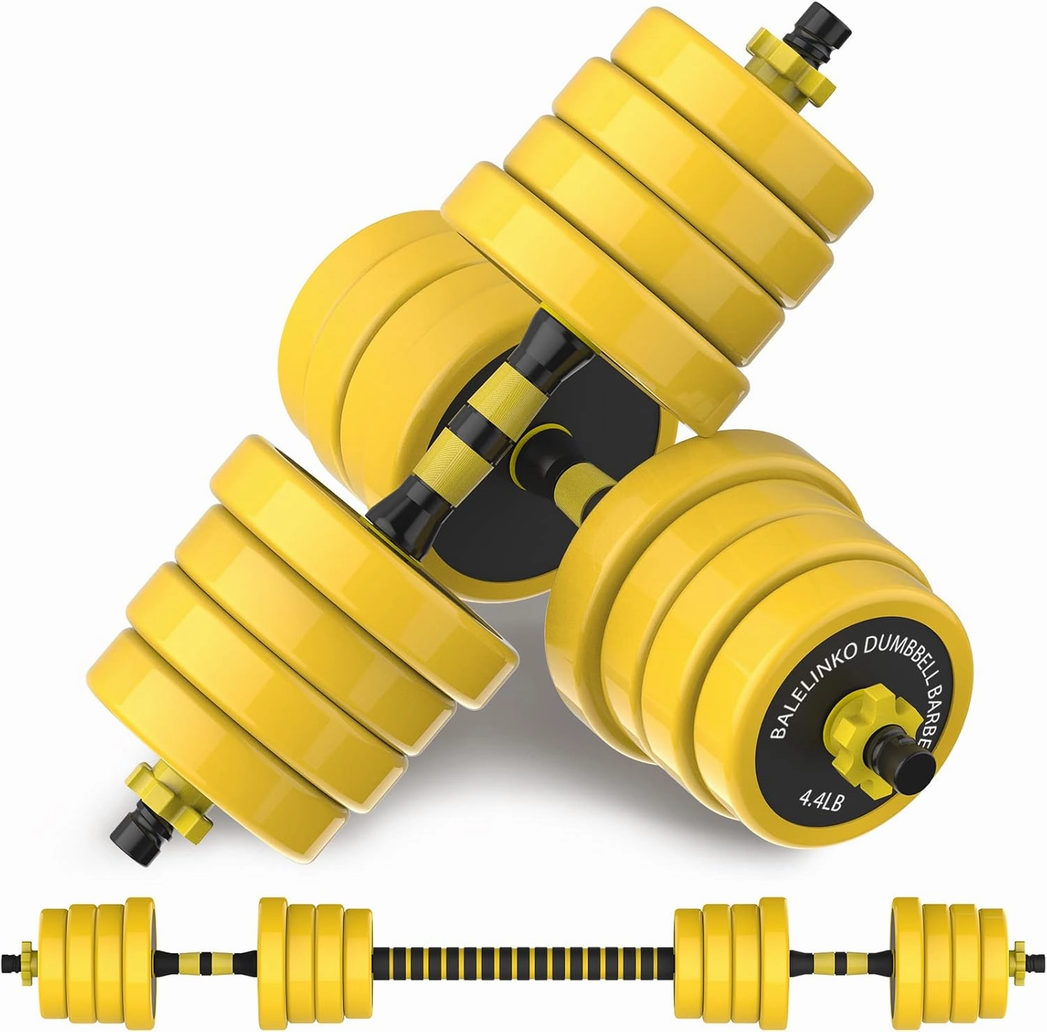 Balelinko Adjustable Barbell, Adjustable Dumbbells Weight Set, Multifunction Weights 2-in-1 Dumbbell Barbell Set, Non-Slip Neoprene Hand, All-Purpose, Home, Gym, Office