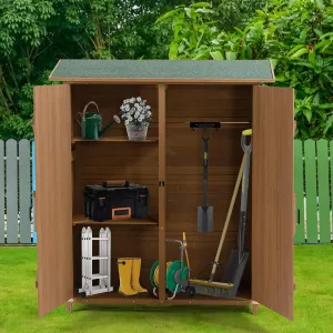 Ball & Cast 64" Fir Wood Outdoor Storage Shed with Lockable Door and Detachable Shelves,Weatherproof Tool Shed w/Pitch Roof,Shelter House for Pool Supplies Lawn Maintenance Equipment,Yellow Brown