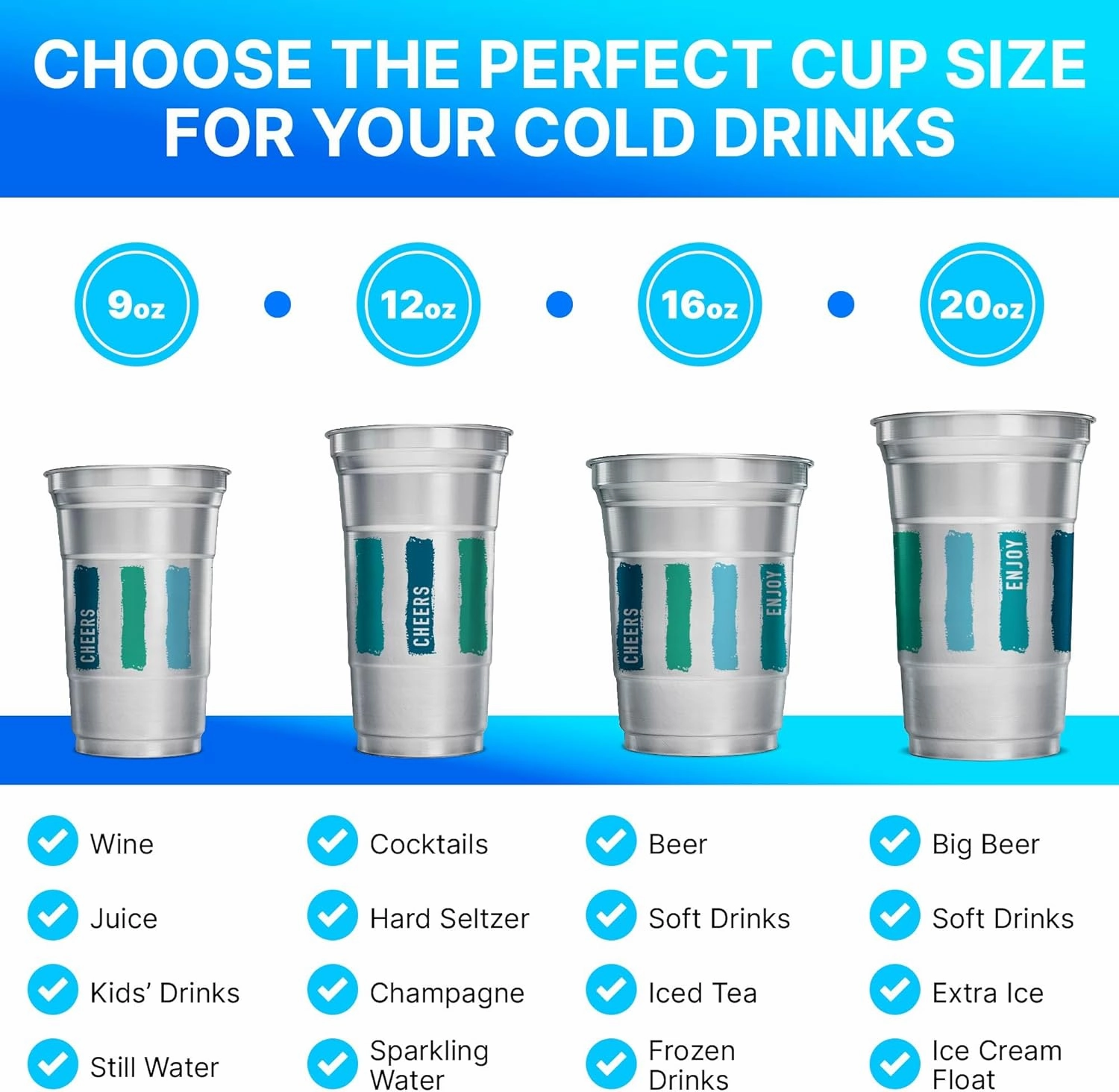 Ball Aluminum Cup Recyclable Party Cups, Everyday Logo, 9oz. Cup, 50 Cups Per Pack