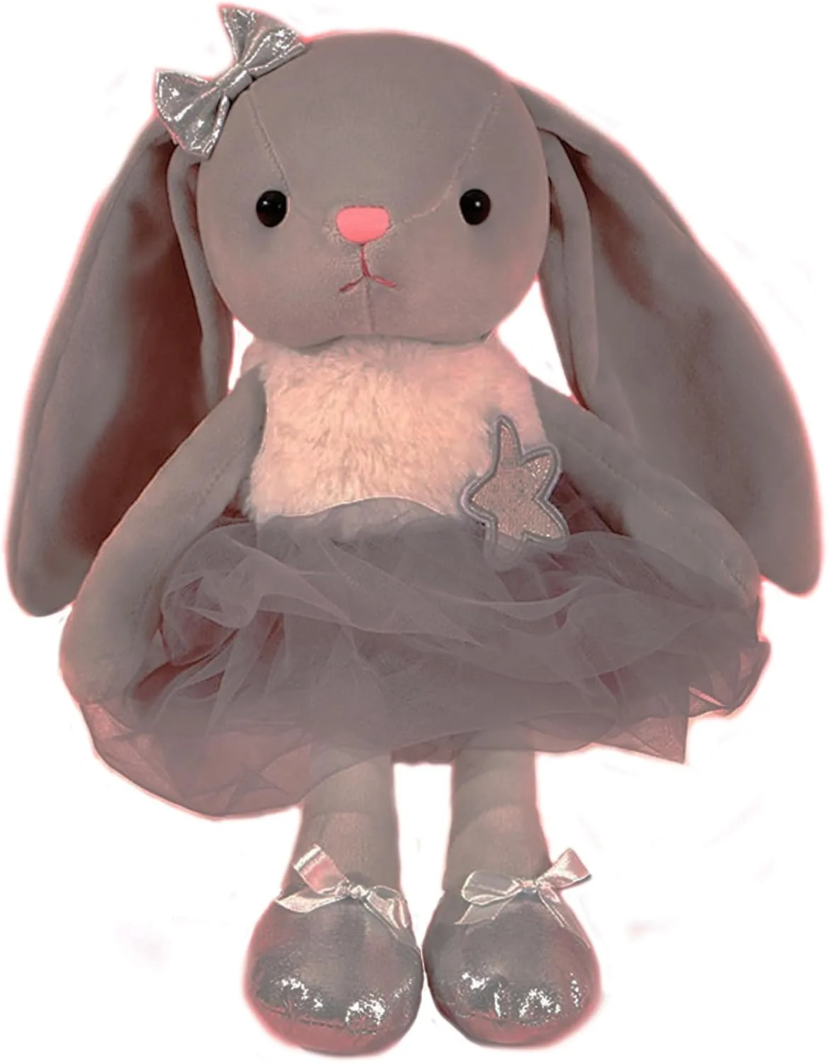 Ballerina Dolls Plush Bunny Rabbit Soft Toys Ballet Dance Recital Gifts for Girls Gray 15.5 Inches
