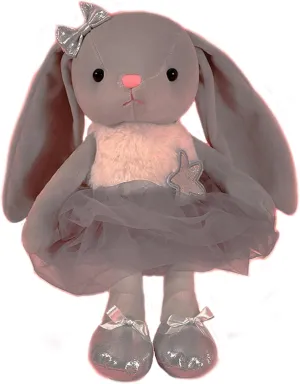 Ballerina Dolls Plush Bunny Rabbit Soft Toys Ballet Dance Recital Gifts for Girls Gray 15.5 Inches