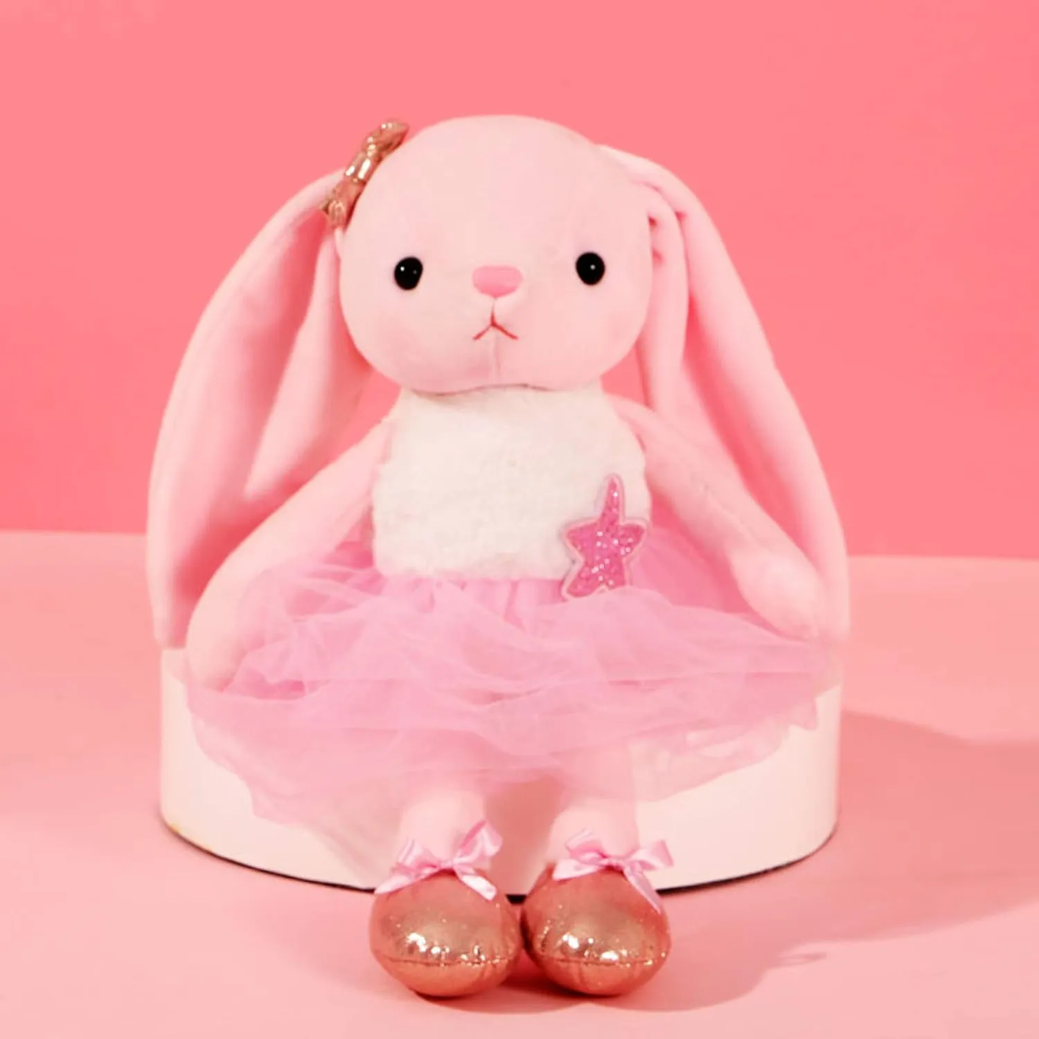 Ballerina Dolls Plush Bunny Rabbit Soft Toys Ballet Dance Recital Gifts for Girls Pink 15.5 Inches