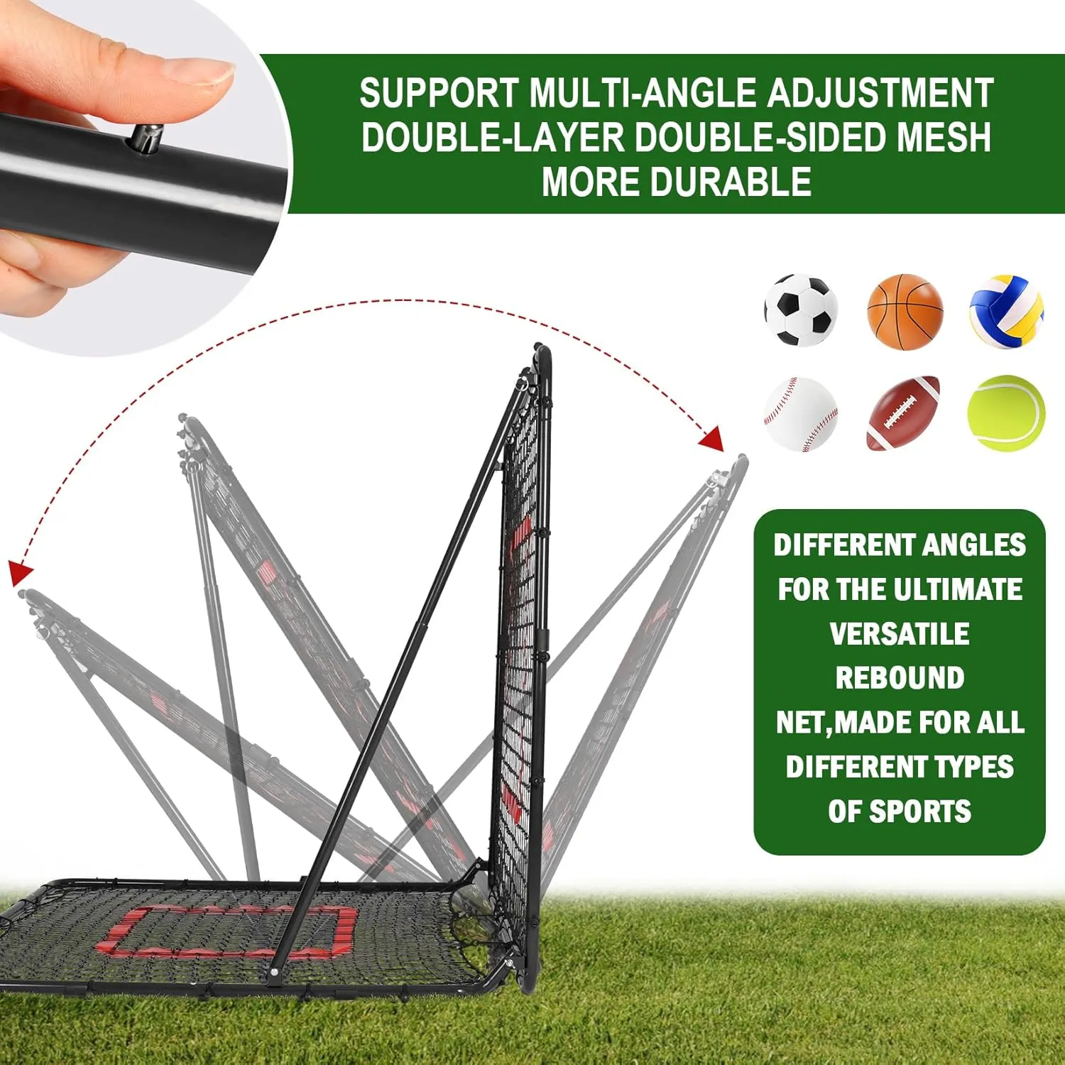 Baseball and Softball Rebounder Net,Baseball Rebounder,Volleyball Rebounder,Pitch Back Net,Multi-Sport Training Rebound Screen,with Pitching Target,Easy Adjustable Angles