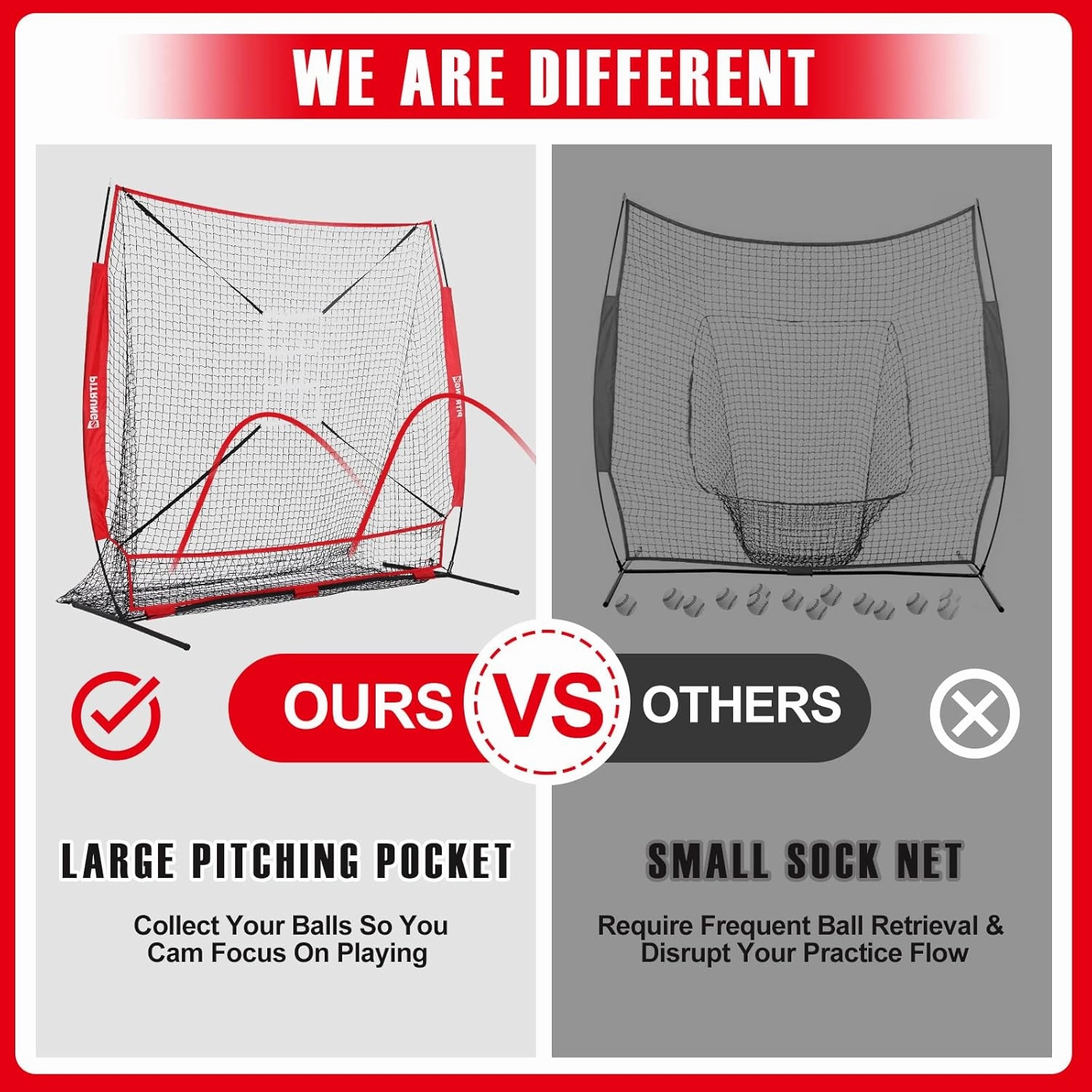 Baseball Softball Tee Batting Tee for Hitting T tee Ball Set Stand Baseball Softball Hitting Pitching Screen Net for Kids Teens Batting Net Set Training Equipment W/Carry Bag for Outdoor
