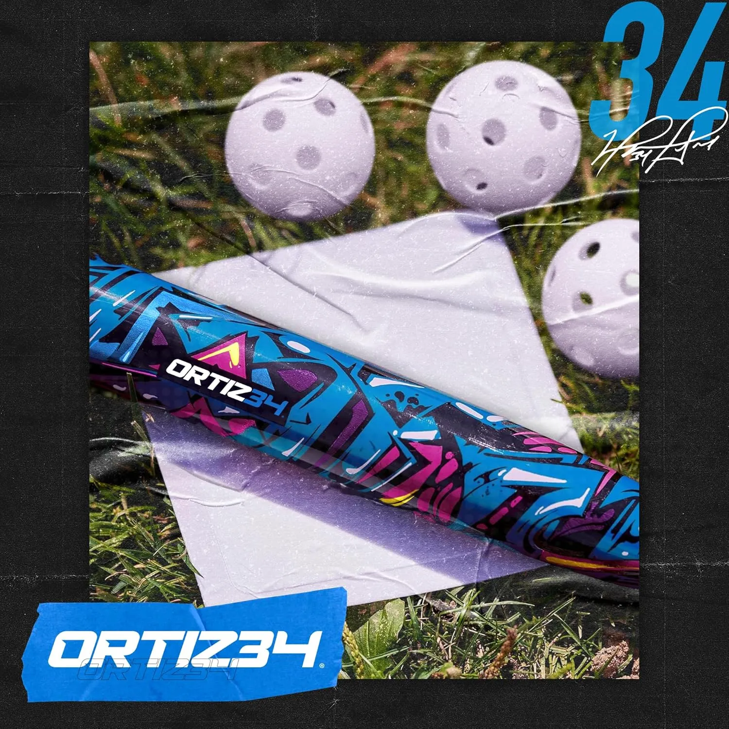 Bat & Ball Set - Graffiti Plastic Bat & Ball Homerun Set- David Ortiz Backyard Baseball Set for Youth, Kids, Teenagers, Adults