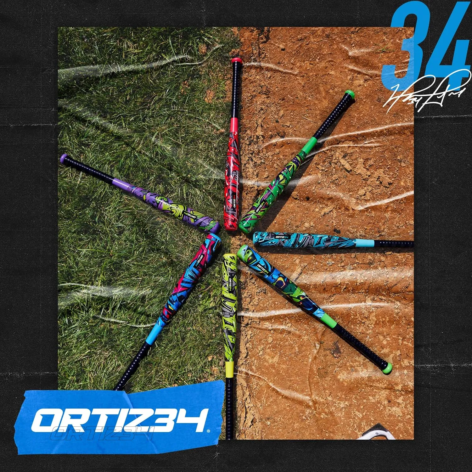 Bat & Ball Set - Graffiti Plastic Bat & Ball Homerun Set- David Ortiz Backyard Baseball Set for Youth, Kids, Teenagers, Adults