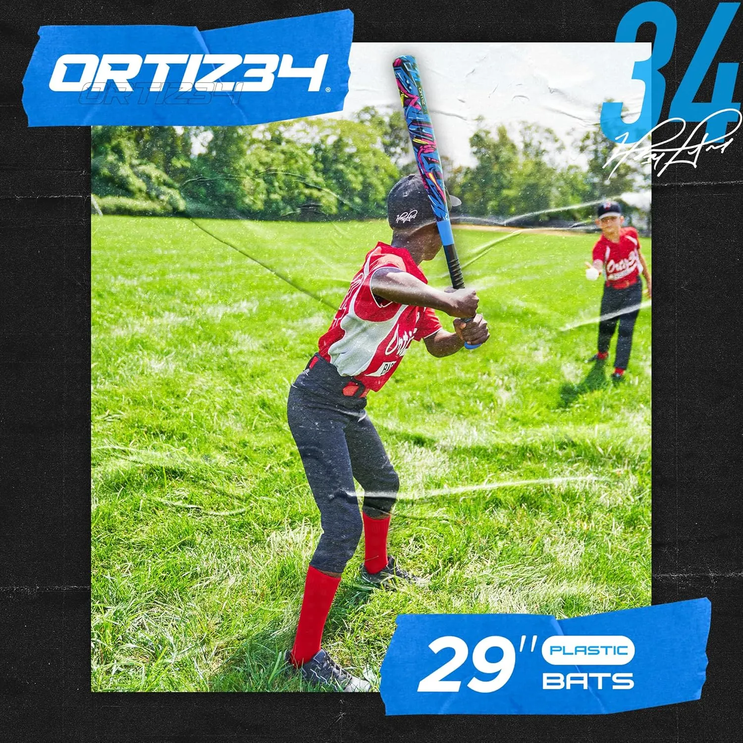 Bat & Ball Set - Graffiti Plastic Bat & Ball Homerun Set- David Ortiz Backyard Baseball Set for Youth, Kids, Teenagers, Adults