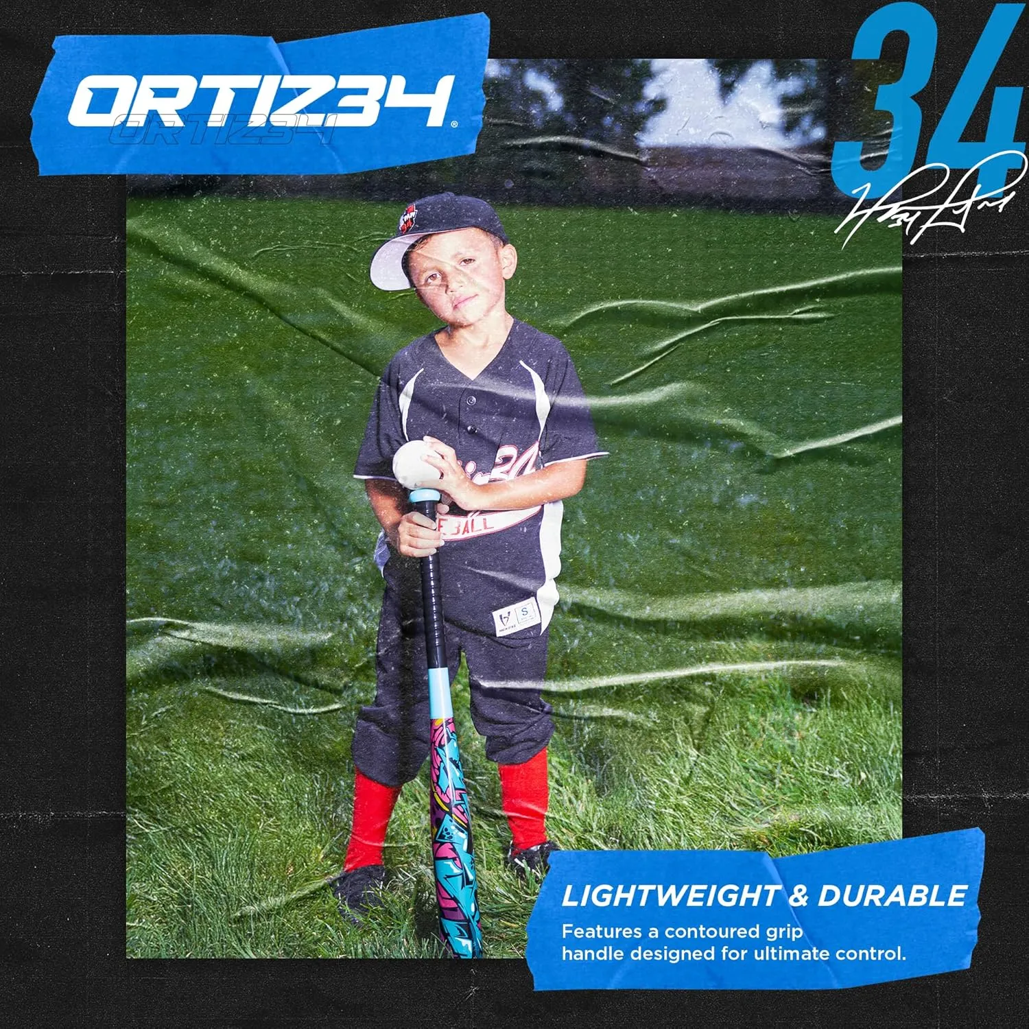 Bat & Ball Set - Graffiti Plastic Bat & Ball Homerun Set- David Ortiz Backyard Baseball Set for Youth, Kids, Teenagers, Adults