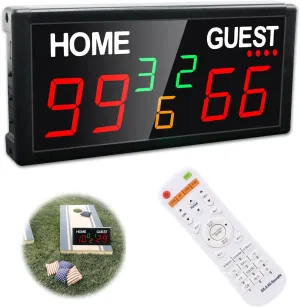 Battery Power Score Keeper 4 Modes Electronic Digital Scoreboard - V30L7 with Remote and Manual Button for Cornhole Volleyball Hockey Shuffleboard Baseball Board Game Portable Score Keeper