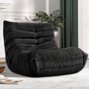 Bean Bag Chair Big Sofa Beanbag Chair for Adults Fireside Chair Bean Bag Lounger with Memory Foam Filled for Home,Apartment or Gaming Venue(Black Plush)