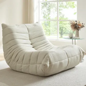 Bean Bag Chair - Floor Sofa Chair Teddy Fabric Togo Lazy Sofa Couch Corner Chair Lounge for Living Room Apartment Bedroom Balcony, Large Bean Bag Fireside for Adults, Beige
