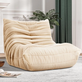 Bean Bag Chair Big Sofa Beanbag Chair for Adults Fireside Chair Bean Bag Lounger with Memory Foam Filled for Home,Apartment or Gaming Venue(Khaki Teddy)