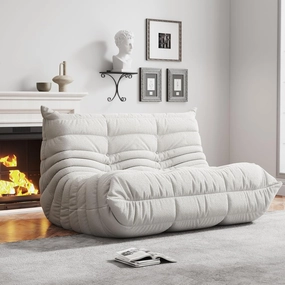 Bean Bag Chairs for Adults, BeanBag Reading Chair Memory Foam Couch, Floor Chair Soft Teddy Material, Comfy Reading Nook Chairs for Bedroom Living Room Office(Beige)