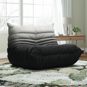 Bean Bag Chairs for Adults, Memory Foam Couch Single Sofa Chair, Soft Teddy Material Cozy Comfy Reading Nook Chairs, Floor Chair for Living Room Bedroom Office (Black-White)