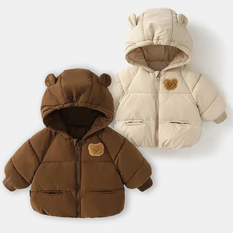 BEAR HOODED FUR LINING JACKET