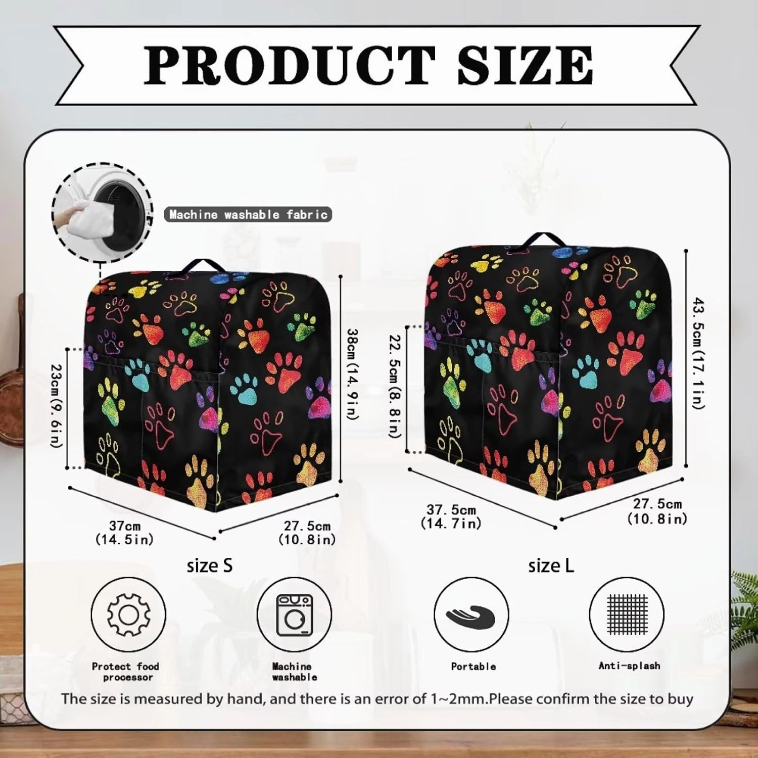 Bear Paw Print Cooking Machine Dust Cover with Handle Pocket, 4.5-5 Quart Kitchen Appliance Covers, Suitable for Coffee Makers, Blenders and Other Small Appliances