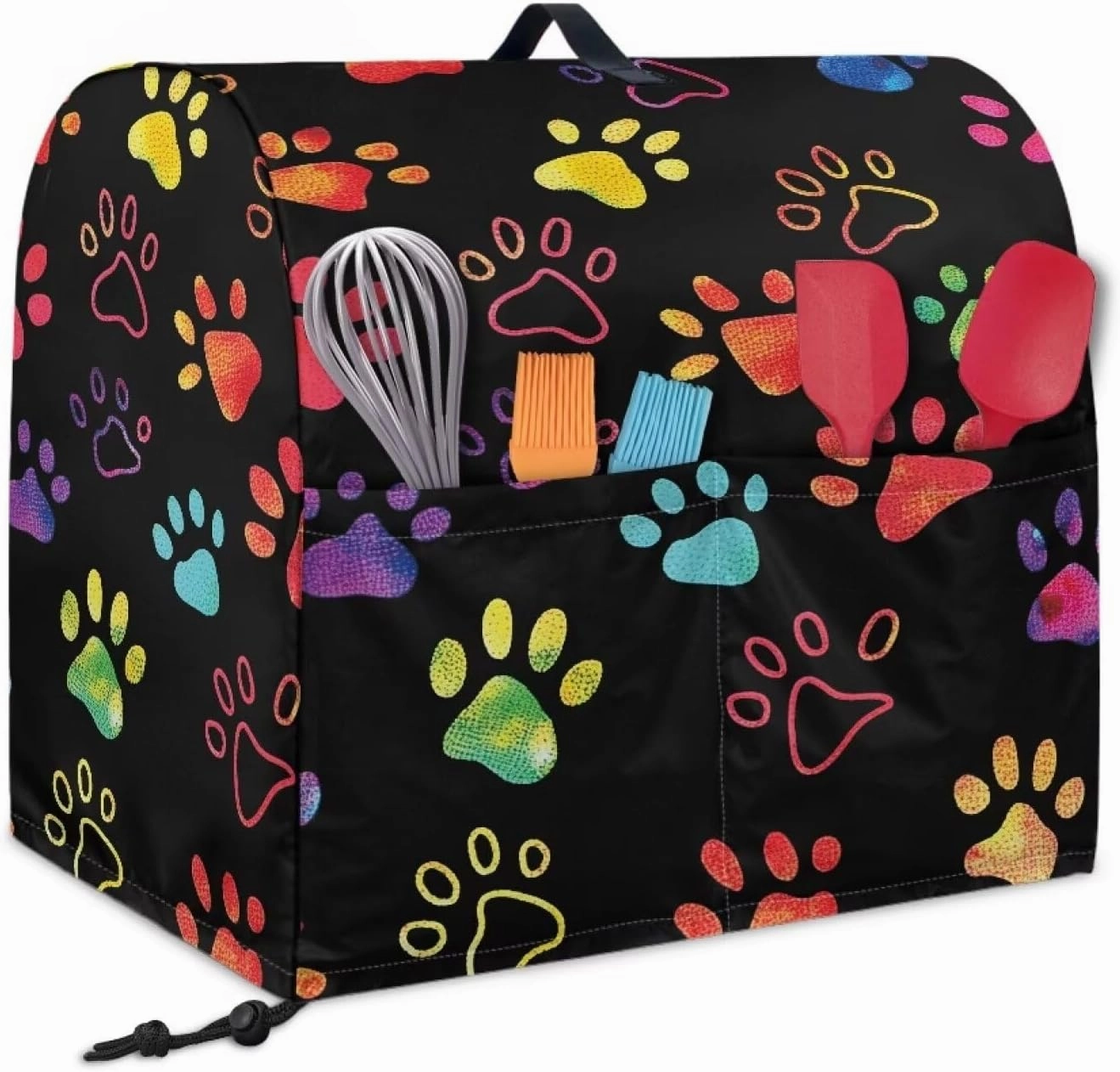 Bear Paw Print Cooking Machine Dust Cover with Handle Pocket, 4.5-5 Quart Kitchen Appliance Covers, Suitable for Coffee Makers, Blenders and Other Small Appliances