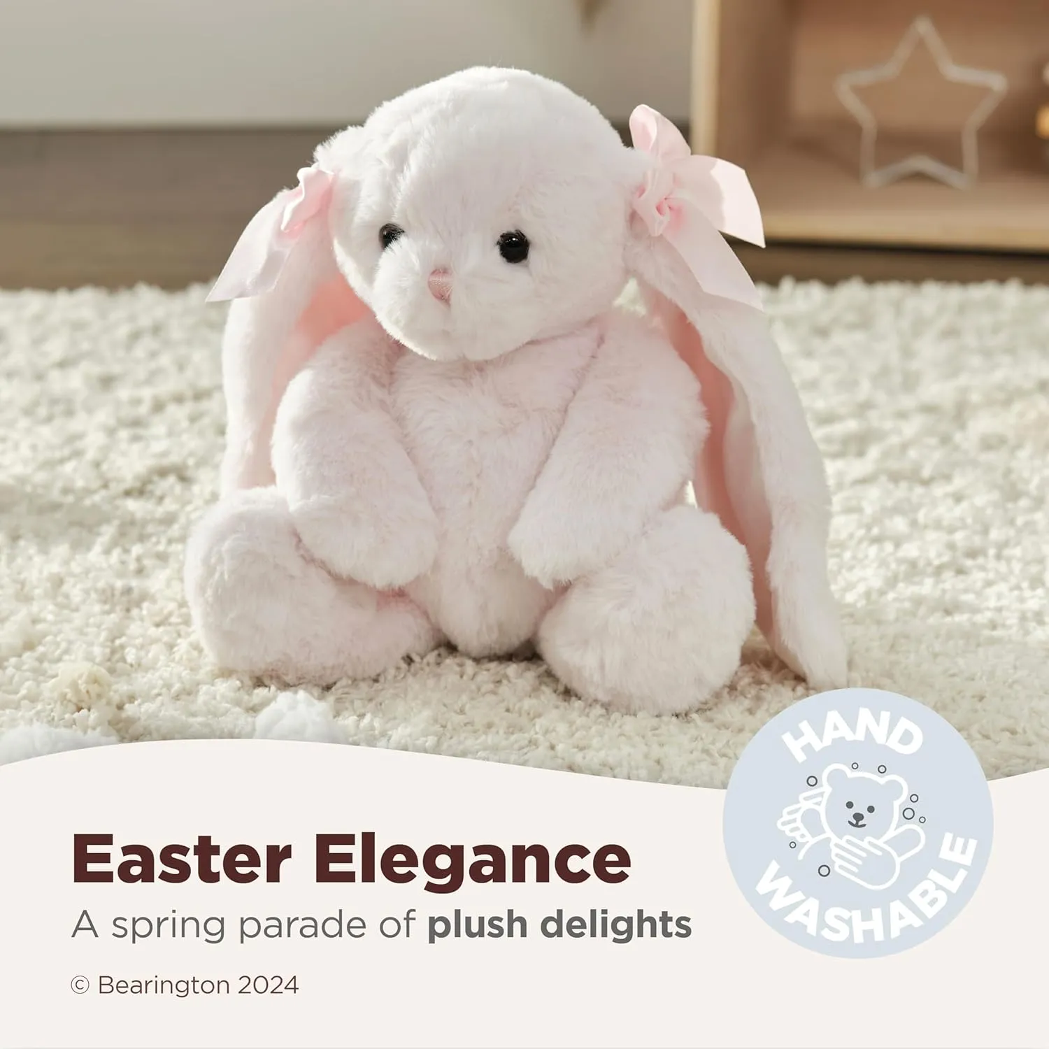 Bearington Bun Bun The Plush Easter Bunny, 14 Inch Pink Bunny Easter Stuffed Animal
