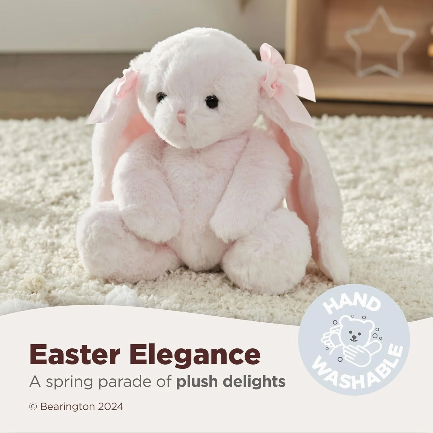 Bearington Bun Bun The Plush Easter Bunny, 14 Inch Pink Bunny Easter Stuffed Animal