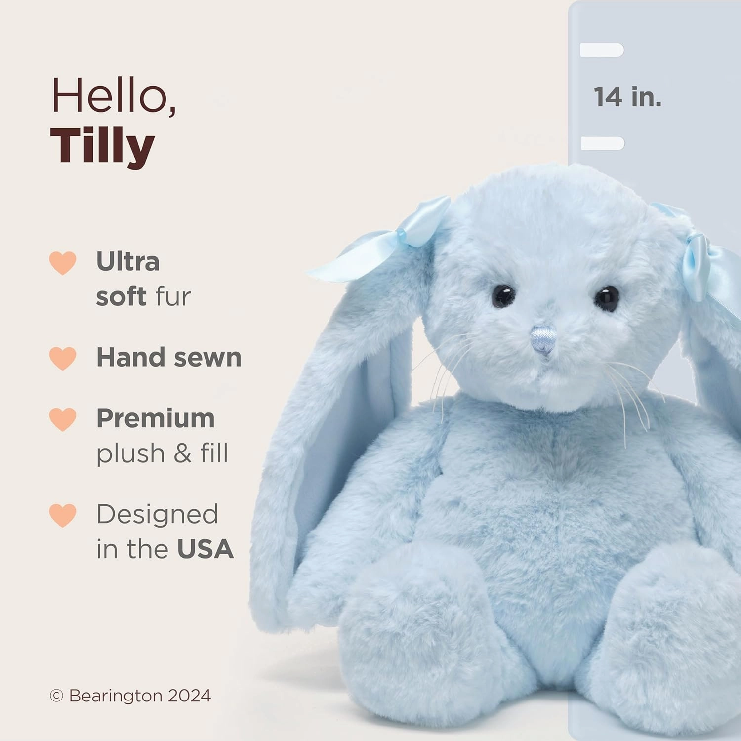 Bearington Tilly The Bunny Stuffed Animal, 14 Inch Plush Bunny