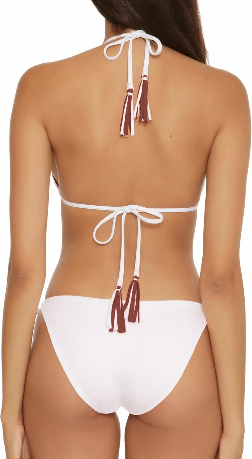 BECCA Women's Modern Edge Reversible Triangle Top and Tie Side Bottom Bikini Set, Adjustable, Two Piece Swimsuits