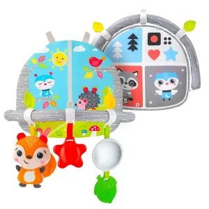 BENBAT Car Seat Toys for Babies - Double Sided Rear Facing Carseat Toy with Baby Mirror for Infants Girls and Boys 0  Month Blue