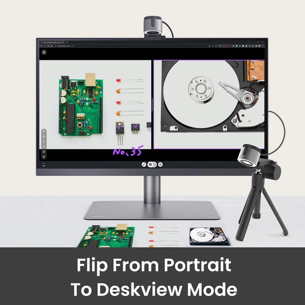 BenQ ideaCam S1 Pro: Live demo Webcam with 15x Zoom Lens, Marco Handheld Document Camera for Flexible Demonstration, Remote Work, and Product Inspection.