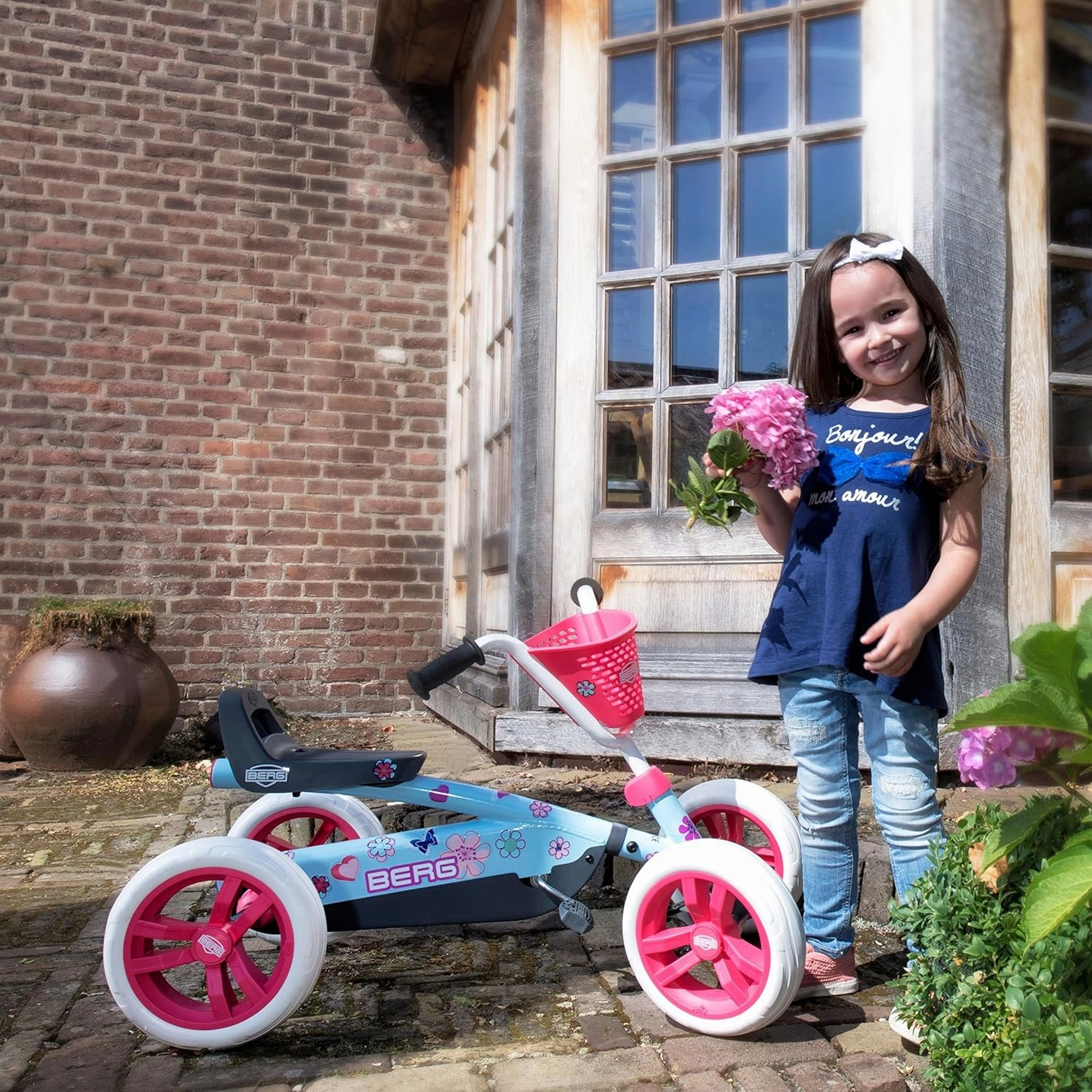 BERG Pedal Kart Buzzy Bloom | Pedal Go Kart, Kids Ride On Toys | Pedal Cars for Kids 2-5 | Outdoor Toys Go Cart for Boys & Girls | Safe 4-Wheel Stability, EVA Tires