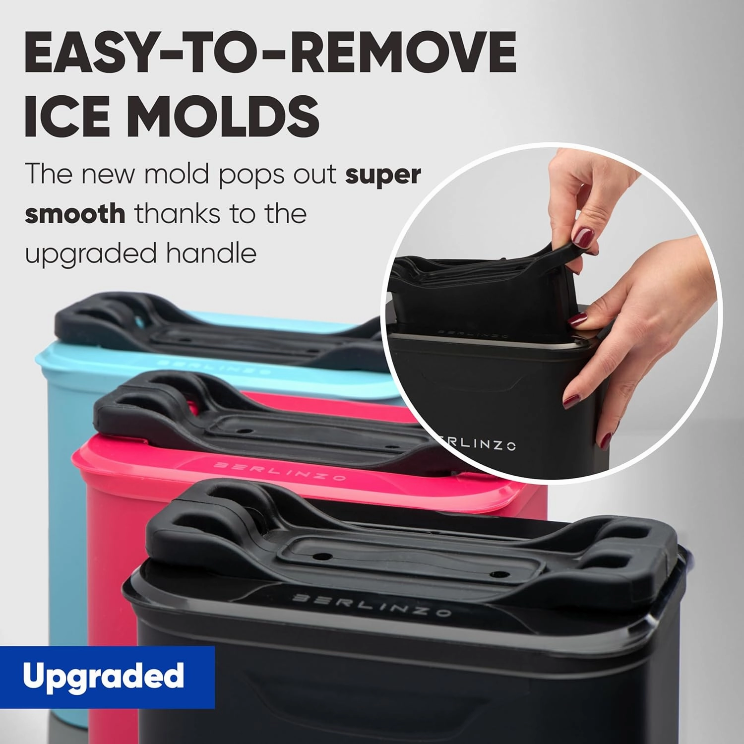Berlinzo Premium Clear Ice Ball Maker Mold - 2 Large 2.4" Crystal Clear Ice Balls for Whiskey, Cocktails & Bourbon, Easy-to-Remove Ice Sphere Mold - Storage Bag & Ice Stamp Press Ring Included, Black
