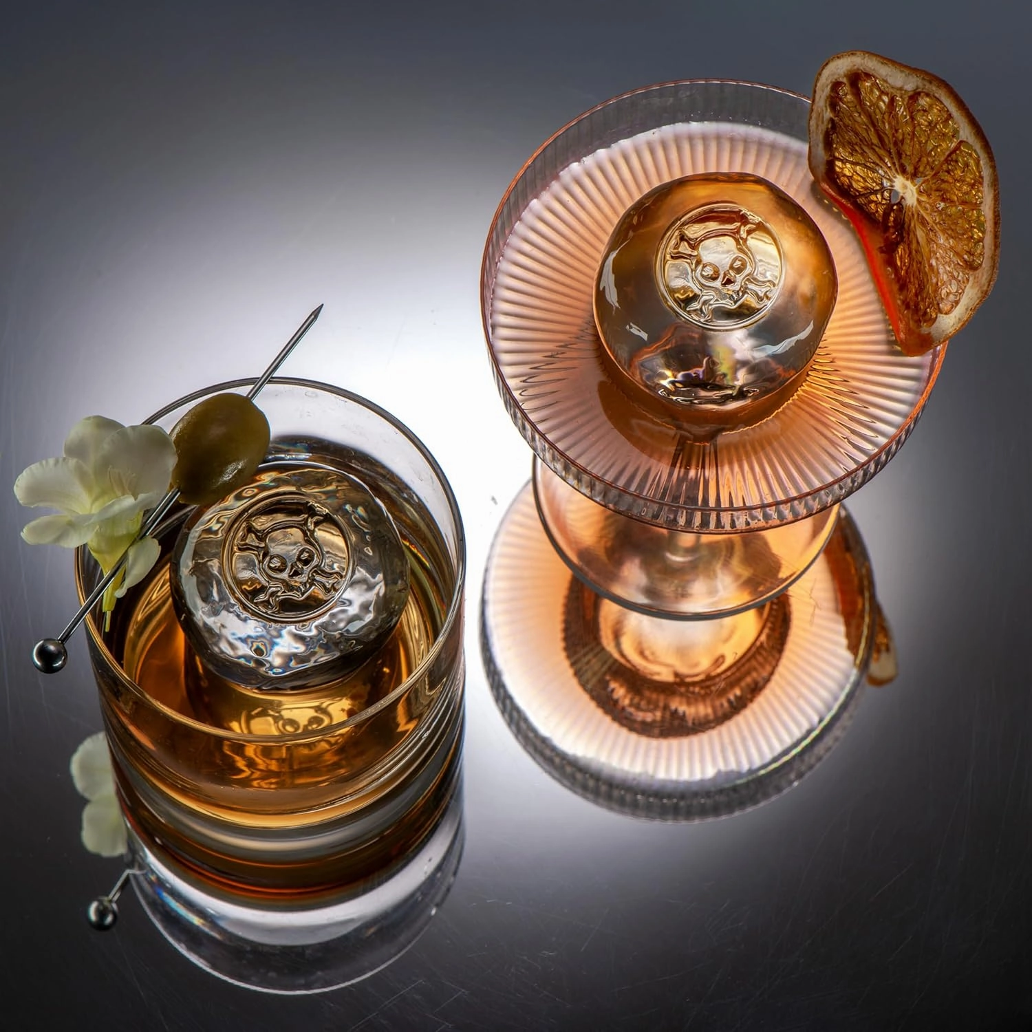 Berlinzo Premium Clear Ice Ball Maker Mold - 2 Large 2.4" Crystal Clear Ice Balls for Whiskey, Cocktails & Bourbon, Easy-to-Remove Ice Sphere Mold - Storage Bag & Ice Stamp Press Ring Included, Black
