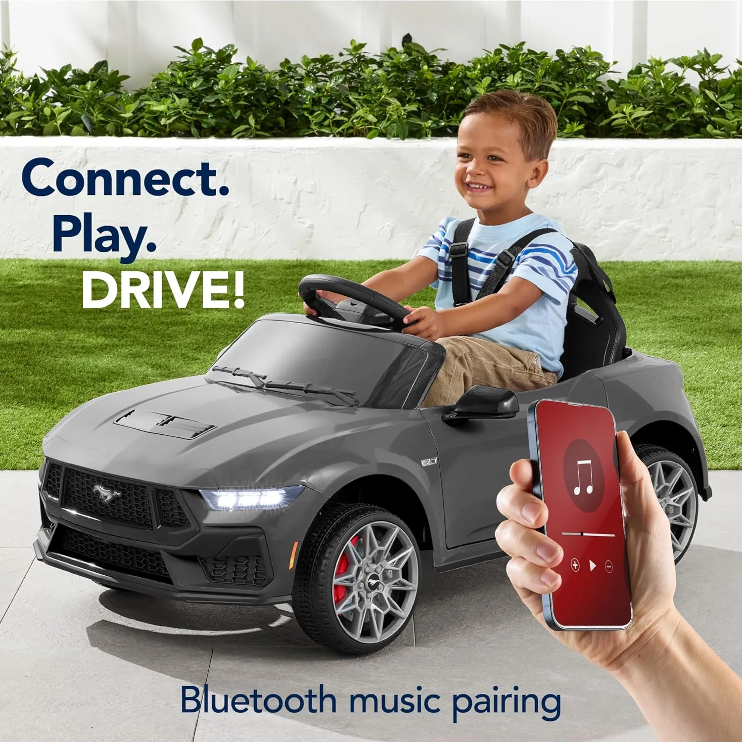 Best Choice Products Kids 12V Electric Ride On Car Officially Licensed Ford Mustang w/Parent Control, LED Lights, 2 Speeds, Bluetooth - Gray