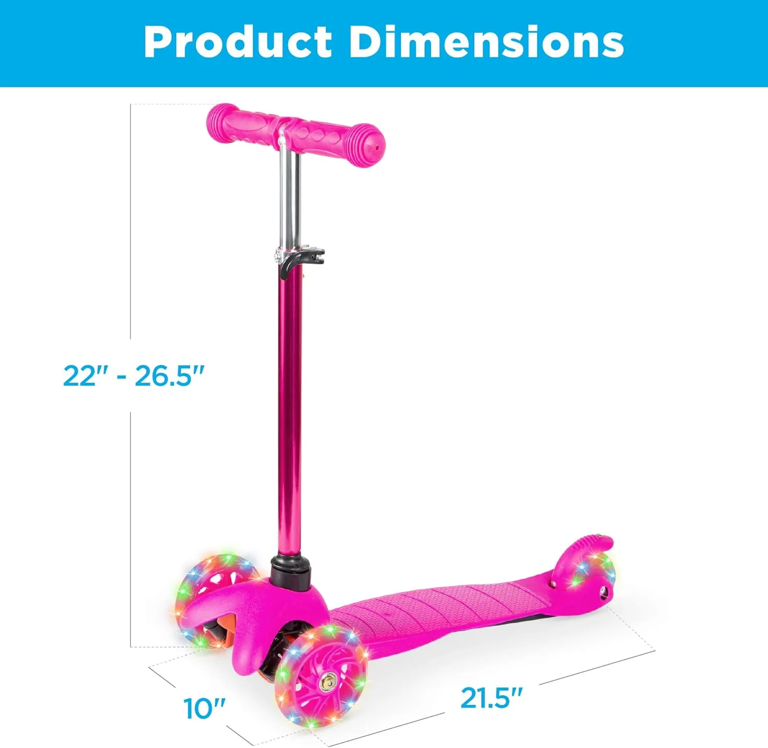 Best Choice Products Kids Mini Kick Scooter Toy w/ Light-Up Wheels, Height Adjustable T-Bar, Foot Break - Pink
