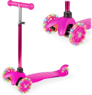 Best Choice Products Kids Mini Kick Scooter Toy w/ Light-Up Wheels, Height Adjustable T-Bar, Foot Break - Pink
