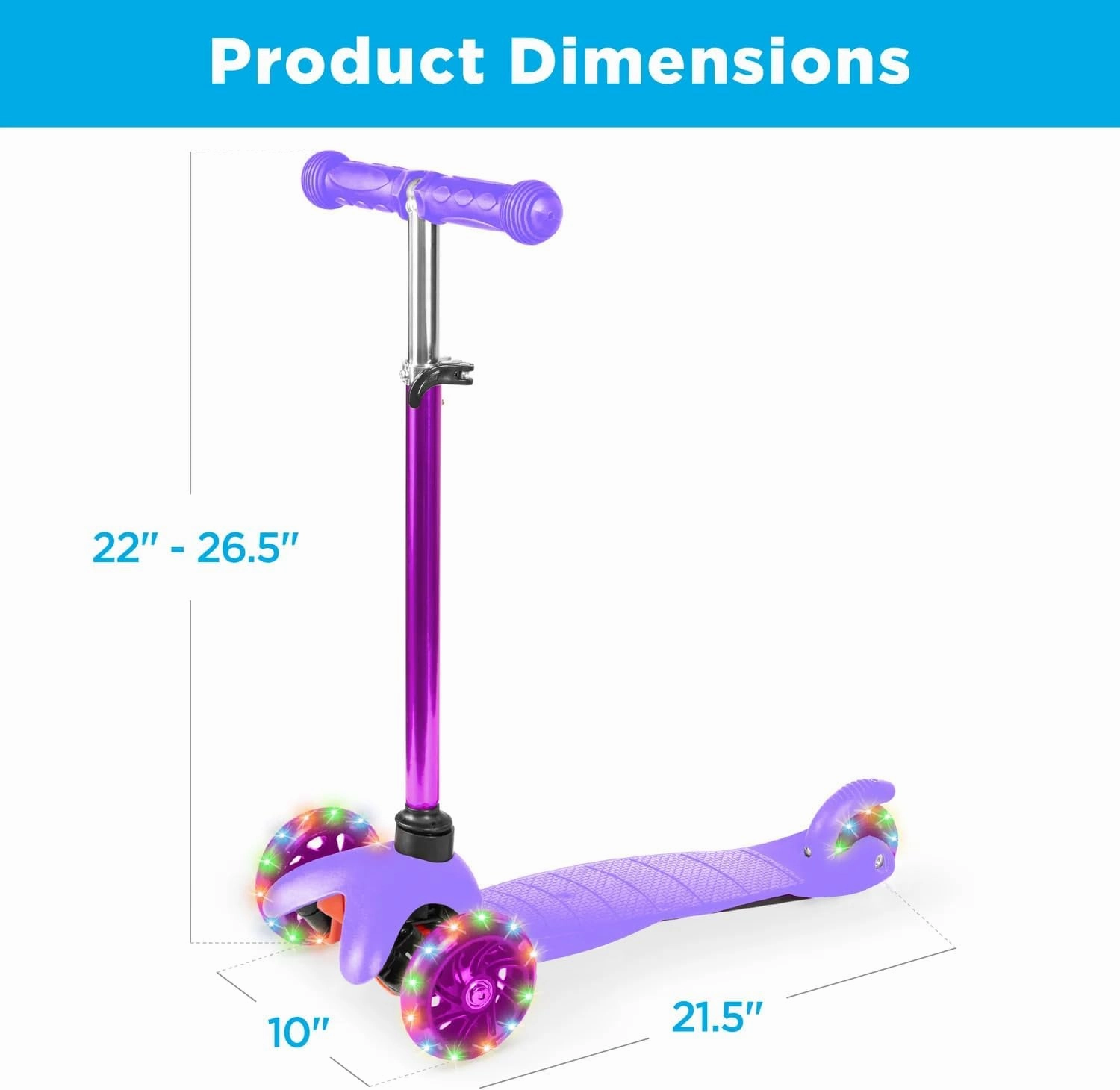 Best Choice Products Kids Mini Kick Scooter Toy w/ Light-Up Wheels, Height Adjustable T-Bar, Foot Break - Purple