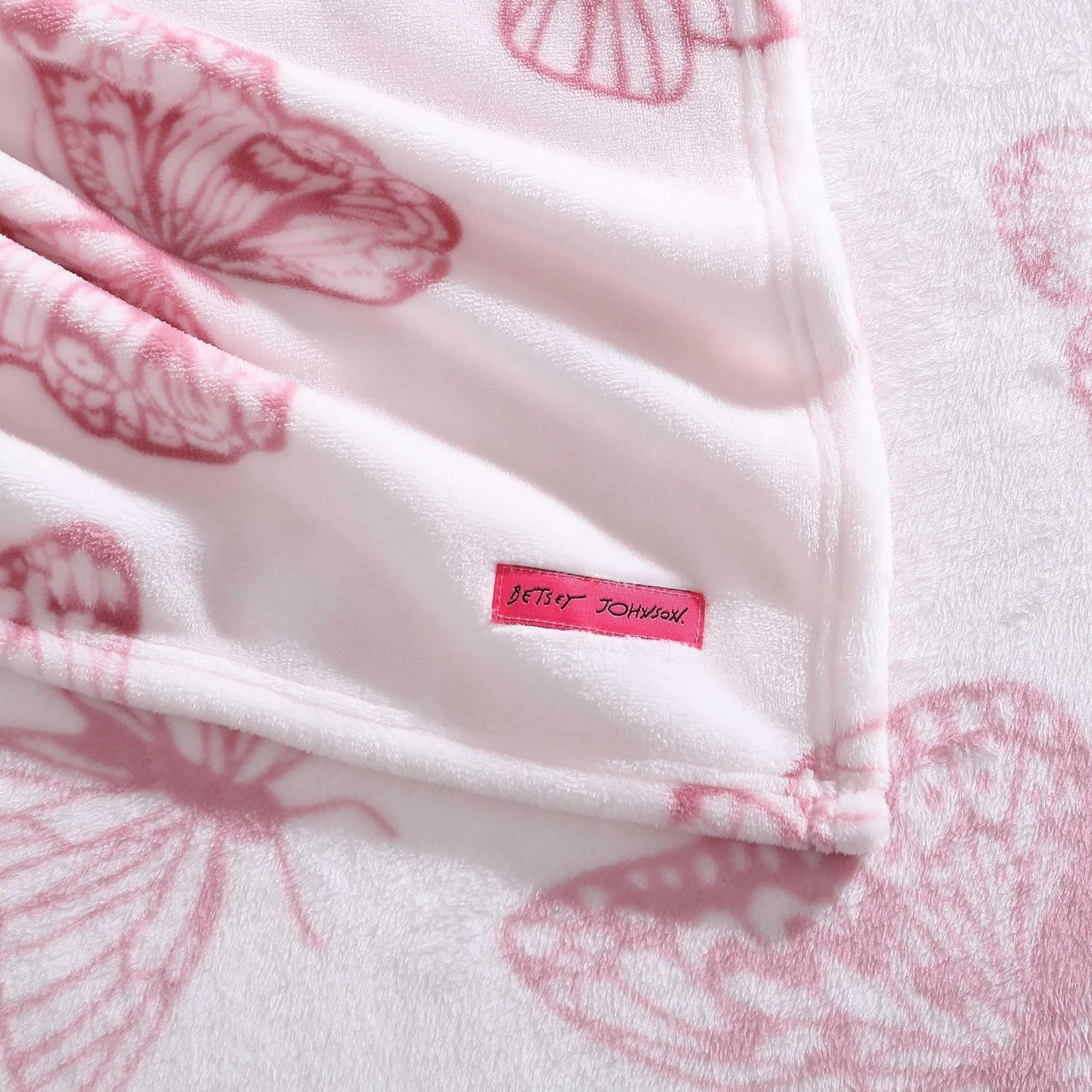 Betsey Johnson - Twin Blanket, Ultra-Soft Plush Bedding, Oversized Soft Blanket, Dorm Essentials (Malachite Butterfly Pink)